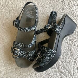 Dansko Black and Gray Women's Sandals